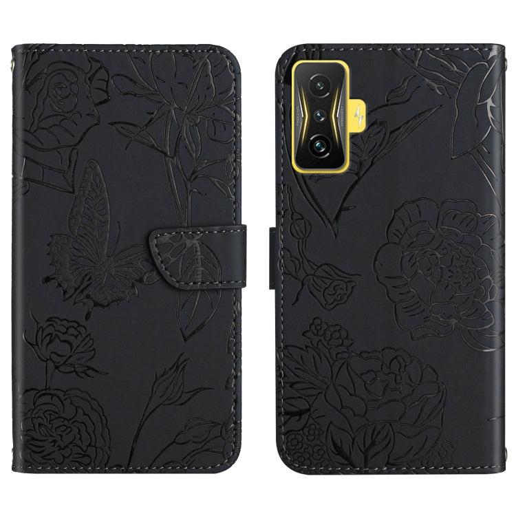 Custodia per cellulare in pelle goffrata con peonia a farfalla, For Samsung Galaxy M53, For Sharp Aquos R7, For Xiaomi Poco F4 GT