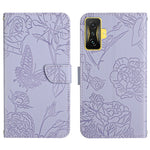 Custodia per cellulare in pelle goffrata con peonia a farfalla, For Samsung Galaxy M53, For Sharp Aquos R7, For Xiaomi Poco F4 GT