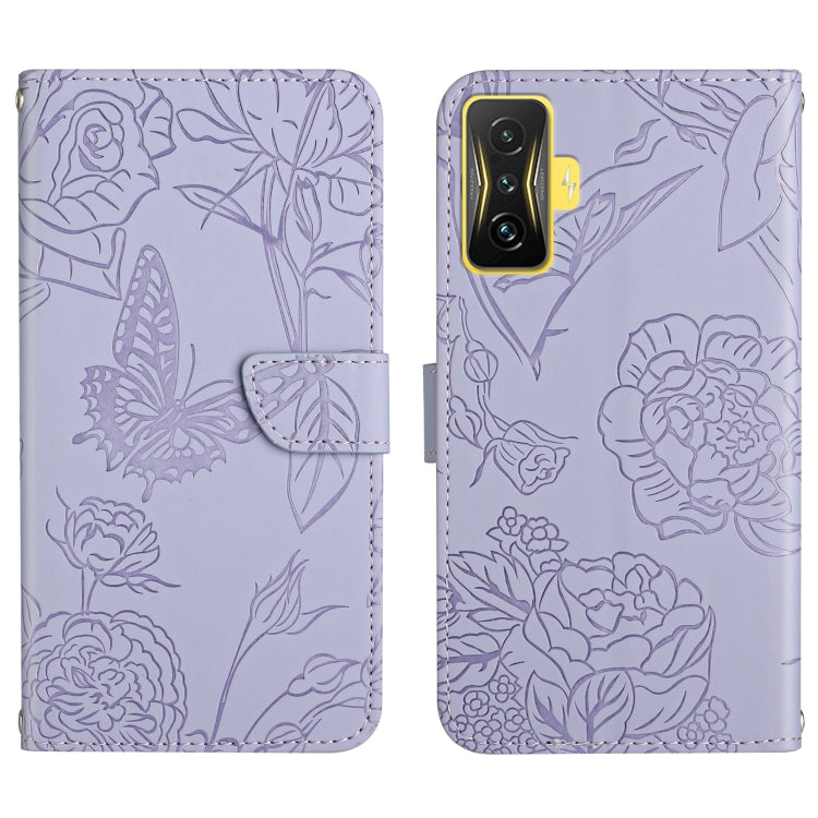 Custodia per cellulare in pelle goffrata con peonia a farfalla, For Samsung Galaxy M53, For Sharp Aquos R7, For Xiaomi Poco F4 GT
