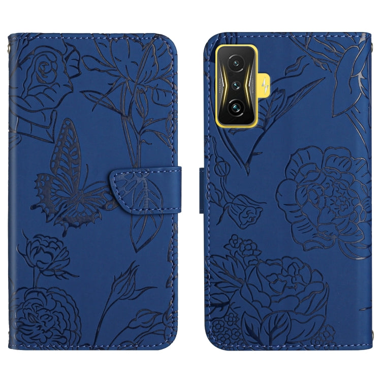 Custodia per cellulare in pelle goffrata con peonia a farfalla, For Samsung Galaxy M53, For Sharp Aquos R7, For Xiaomi Poco F4 GT