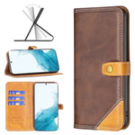 Custodia per telefono in pelle con doppio filo per cucire abbinato, For Samsung Galaxy S22 5G, For Samsung Galaxy S22+ 5G, For Samsung Galaxy S22 Ultra 5G, For Samsung Galaxy S21 5G
