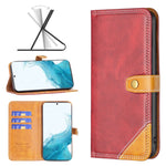 Custodia per telefono in pelle con doppio filo per cucire abbinato, For Samsung Galaxy S22 5G, For Samsung Galaxy S22+ 5G, For Samsung Galaxy S22 Ultra 5G, For Samsung Galaxy S21 5G