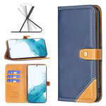 Custodia per telefono in pelle con doppio filo per cucire abbinato, For Samsung Galaxy S22 5G, For Samsung Galaxy S22+ 5G, For Samsung Galaxy S22 Ultra 5G, For Samsung Galaxy S21 5G