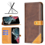 Custodia per telefono in pelle con doppio filo per cucire abbinato, For Samsung Galaxy S22 5G, For Samsung Galaxy S22+ 5G, For Samsung Galaxy S22 Ultra 5G, For Samsung Galaxy S21 5G