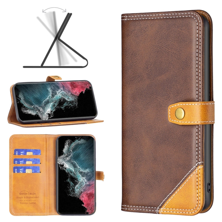 Custodia per telefono in pelle con doppio filo per cucire abbinato, For Samsung Galaxy S22 5G, For Samsung Galaxy S22+ 5G, For Samsung Galaxy S22 Ultra 5G, For Samsung Galaxy S21 5G
