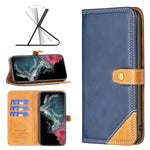 Custodia per telefono in pelle con doppio filo per cucire abbinato, For Samsung Galaxy S22 5G, For Samsung Galaxy S22+ 5G, For Samsung Galaxy S22 Ultra 5G, For Samsung Galaxy S21 5G