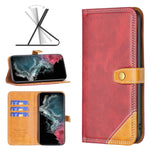Custodia per telefono in pelle con doppio filo per cucire abbinato, For Samsung Galaxy S22 5G, For Samsung Galaxy S22+ 5G, For Samsung Galaxy S22 Ultra 5G, For Samsung Galaxy S21 5G