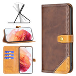 Custodia per telefono in pelle con doppio filo per cucire abbinato, For Samsung Galaxy S22 5G, For Samsung Galaxy S22+ 5G, For Samsung Galaxy S22 Ultra 5G, For Samsung Galaxy S21 5G