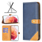 Custodia per telefono in pelle con doppio filo per cucire abbinato, For Samsung Galaxy S22 5G, For Samsung Galaxy S22+ 5G, For Samsung Galaxy S22 Ultra 5G, For Samsung Galaxy S21 5G