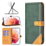 Custodia per telefono in pelle con doppio filo per cucire abbinato, For Samsung Galaxy S22 5G, For Samsung Galaxy S22+ 5G, For Samsung Galaxy S22 Ultra 5G, For Samsung Galaxy S21 5G