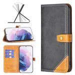 Custodia per telefono in pelle con doppio filo per cucire abbinato, For Samsung Galaxy S21+ 5G, For Samsung Galaxy S21 Ultra 5G, For Samsung Galaxy S21 FE 5G, For Samsung Galaxy S20