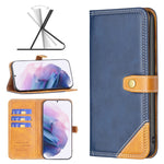 Custodia per telefono in pelle con doppio filo per cucire abbinato, For Samsung Galaxy S21+ 5G, For Samsung Galaxy S21 Ultra 5G, For Samsung Galaxy S21 FE 5G, For Samsung Galaxy S20