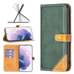 Custodia per telefono in pelle con doppio filo per cucire abbinato, For Samsung Galaxy S21+ 5G, For Samsung Galaxy S21 Ultra 5G, For Samsung Galaxy S21 FE 5G, For Samsung Galaxy S20