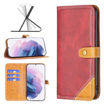 Custodia per telefono in pelle con doppio filo per cucire abbinato, For Samsung Galaxy S21+ 5G, For Samsung Galaxy S21 Ultra 5G, For Samsung Galaxy S21 FE 5G, For Samsung Galaxy S20