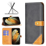 Custodia per telefono in pelle con doppio filo per cucire abbinato, For Samsung Galaxy S21+ 5G, For Samsung Galaxy S21 Ultra 5G, For Samsung Galaxy S21 FE 5G, For Samsung Galaxy S20