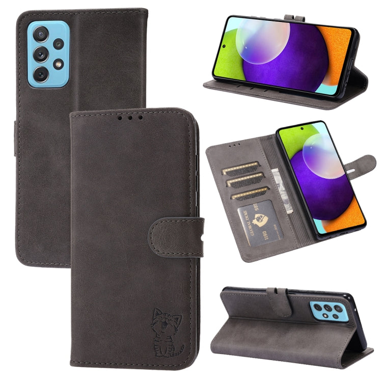 Custodia per telefono in pelle con motivo Happy Cat goffrato, For Xiaomi Redmi Note 11 4G Global/11S, For Xiaomi Redmi Note 11 Pro Global, For Samsung Galaxy A23 4G, For Xiaomi Poco M4 Pro