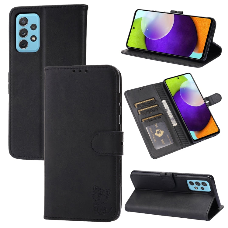 Custodia per telefono in pelle con motivo Happy Cat goffrato, For Xiaomi Redmi Note 11 4G Global/11S, For Xiaomi Redmi Note 11 Pro Global, For Samsung Galaxy A23 4G, For Xiaomi Poco M4 Pro