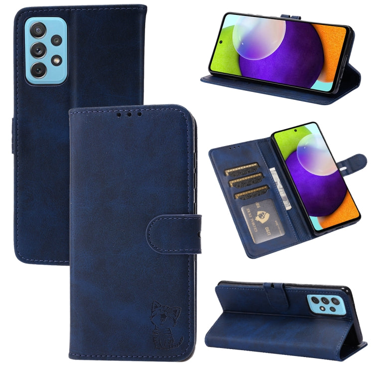Custodia per telefono in pelle con motivo Happy Cat goffrato, For Xiaomi Redmi Note 11 4G Global/11S, For Xiaomi Redmi Note 11 Pro Global, For Samsung Galaxy A23 4G, For Xiaomi Poco M4 Pro