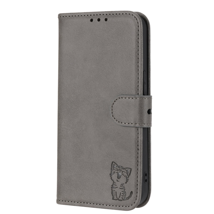 Custodia per telefono in pelle con motivo Happy Cat goffrato, For Sony Xperia 1 IV, For Sony Xperia 10 IV, For Xiaomi Redmi Note 11E