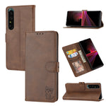 Custodia per telefono in pelle con motivo Happy Cat goffrato, For Sony Xperia 1 IV, For Sony Xperia 10 IV, For Xiaomi Redmi Note 11E