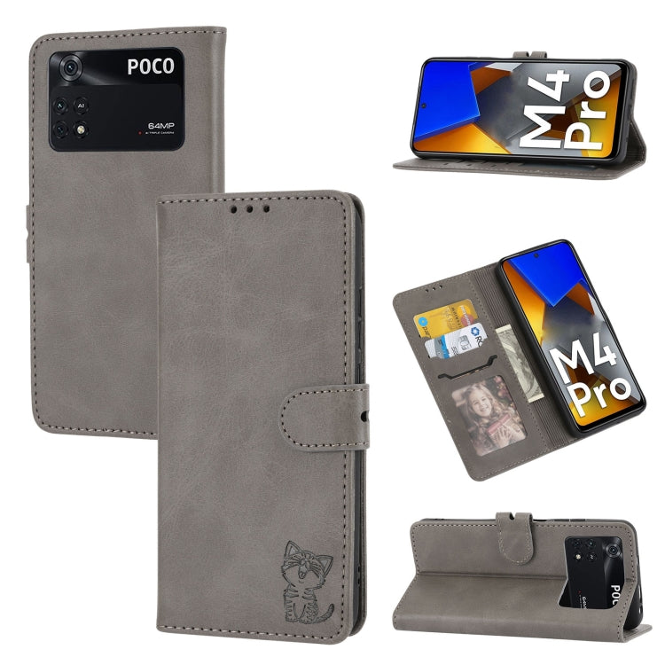 Custodia per telefono in pelle con motivo Happy Cat goffrato, For Xiaomi Redmi Note 11 4G Global/11S, For Xiaomi Redmi Note 11 Pro Global, For Samsung Galaxy A23 4G, For Xiaomi Poco M4 Pro