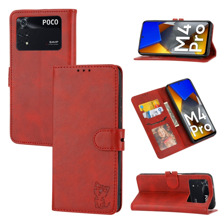 Custodia per telefono in pelle con motivo Happy Cat goffrato, For Xiaomi Redmi Note 11 4G Global/11S, For Xiaomi Redmi Note 11 Pro Global, For Samsung Galaxy A23 4G, For Xiaomi Poco M4 Pro