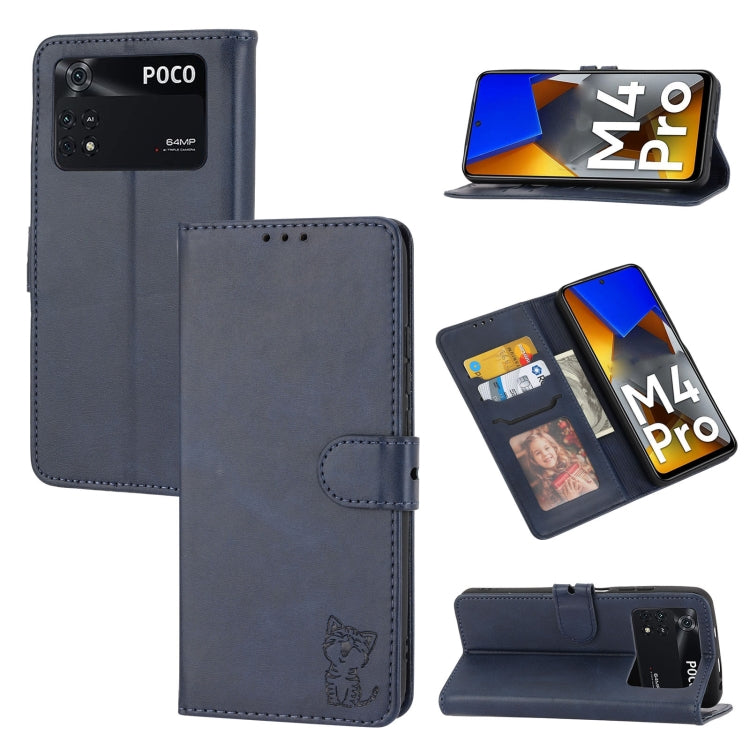 Custodia per telefono in pelle con motivo Happy Cat goffrato, For Xiaomi Redmi Note 11 4G Global/11S, For Xiaomi Redmi Note 11 Pro Global, For Samsung Galaxy A23 4G, For Xiaomi Poco M4 Pro
