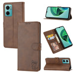 Custodia per telefono in pelle con motivo Happy Cat goffrato, For Sony Xperia 1 IV, For Sony Xperia 10 IV, For Xiaomi Redmi Note 11E