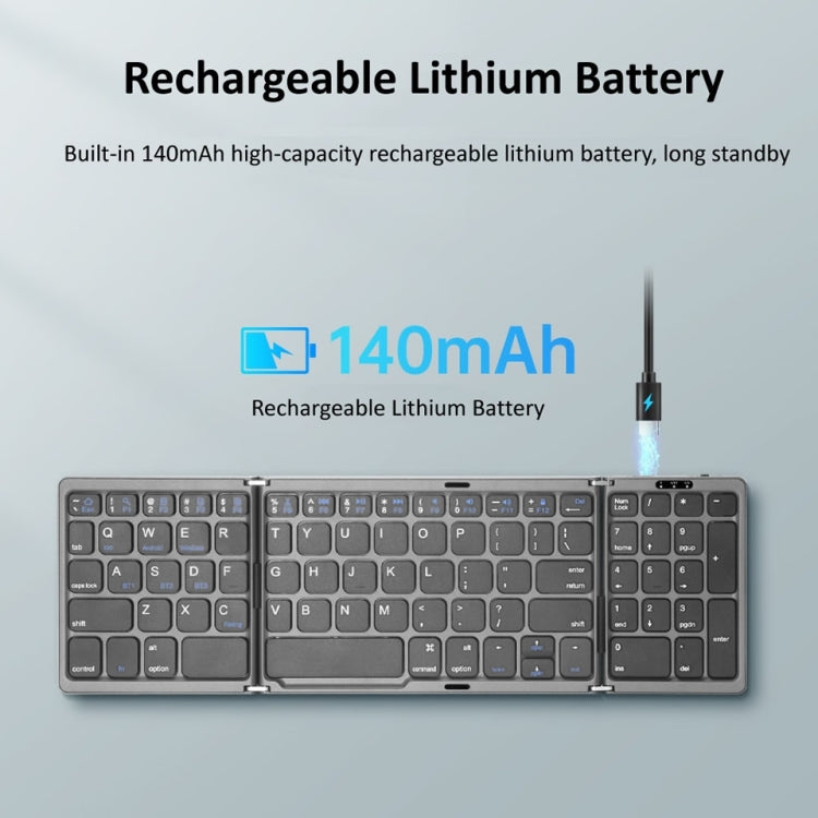 B089T Tastiera pieghevole Bluetooth ricaricabile con touchpad, B089T(Grey), B089T  (Silver), B089T (Black)