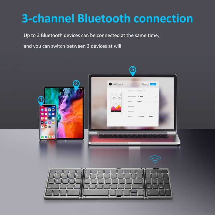 B089T Tastiera pieghevole Bluetooth ricaricabile con touchpad, B089T(Grey), B089T  (Silver), B089T (Black)