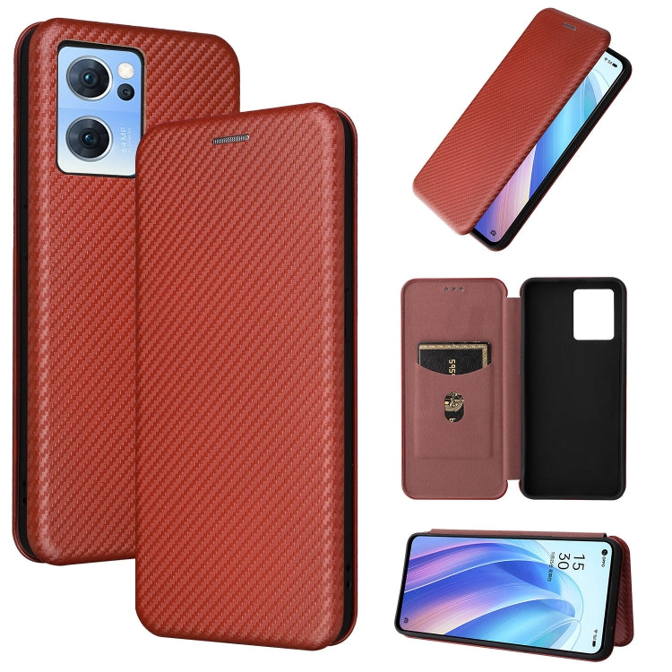 Custodia per telefono in pelle magnetica con trama in fibra di carbonio, For OPPO A57 5G, For OPPO Reno7 4G / F21 Pro 4G, For Samsung Galaxy M33 5G, For Sharp Simple Sumaho 6