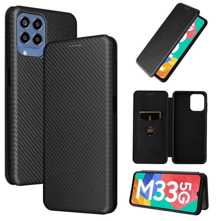 Custodia per telefono in pelle magnetica con trama in fibra di carbonio, For OPPO A57 5G, For OPPO Reno7 4G / F21 Pro 4G, For Samsung Galaxy M33 5G, For Sharp Simple Sumaho 6