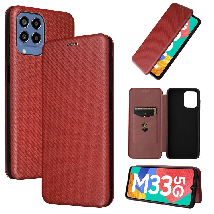 Custodia per telefono in pelle magnetica con trama in fibra di carbonio, For OPPO A57 5G, For OPPO Reno7 4G / F21 Pro 4G, For Samsung Galaxy M33 5G, For Sharp Simple Sumaho 6