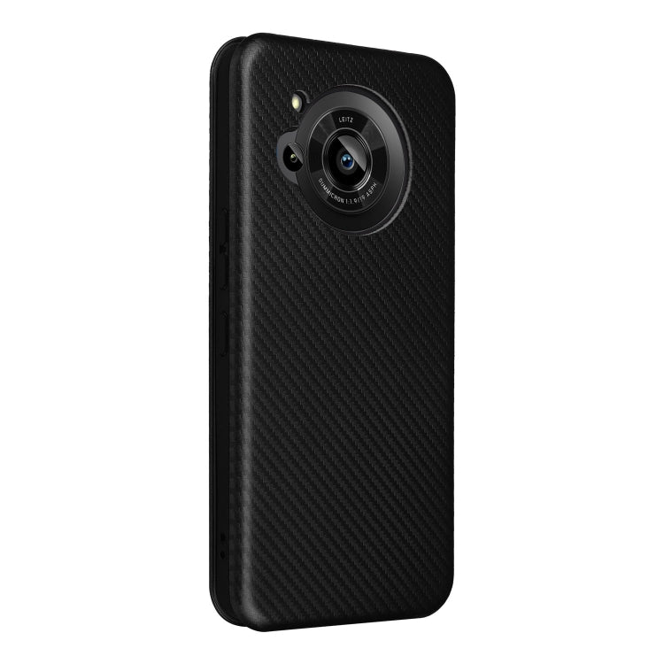 Custodia per telefono in pelle magnetica con trama in fibra di carbonio, For Sharp Aquos R7