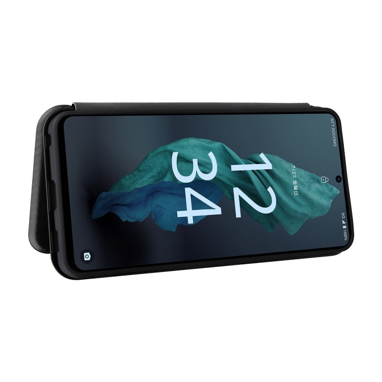 Custodia per telefono in pelle magnetica con trama in fibra di carbonio, For Sharp Aquos R7