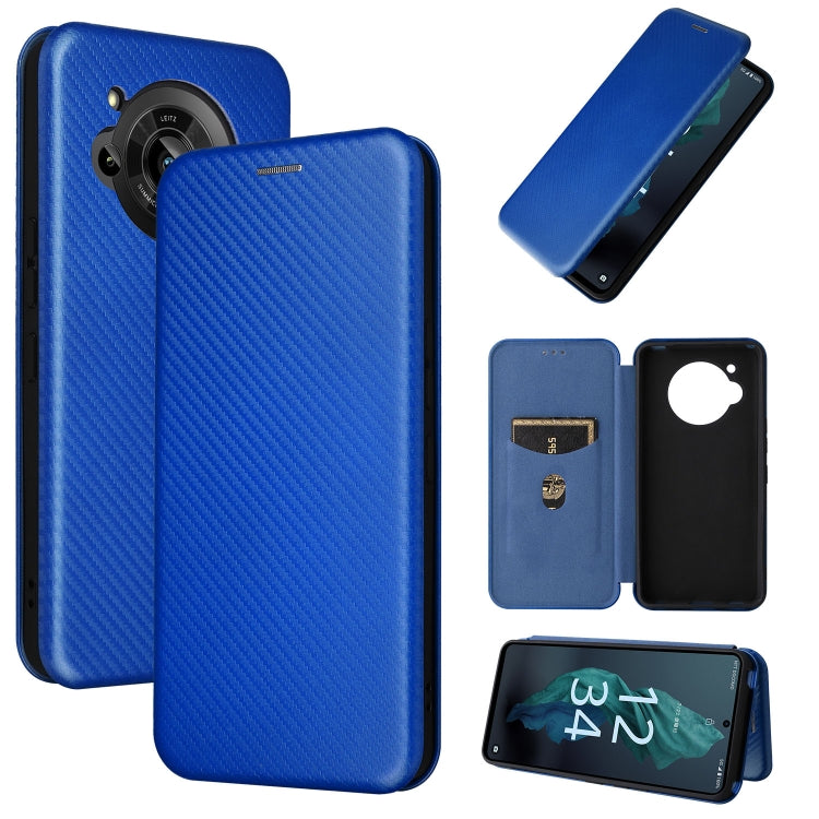 Custodia per telefono in pelle magnetica con trama in fibra di carbonio, For Sharp Aquos R7