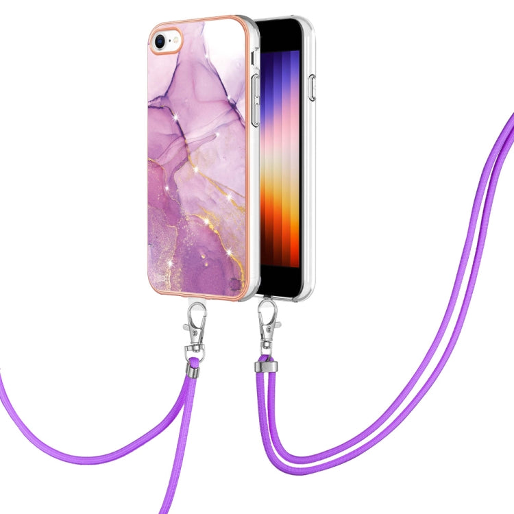 Custodia per cellulare in TPU con motivo in marmo galvanico con cordino, For iPhone SE 2022 / SE 2020 / 8 / 7, For Motorola Moto G Stylus 2022, For Nokia G20 / G10, For Nokia G21 / G11