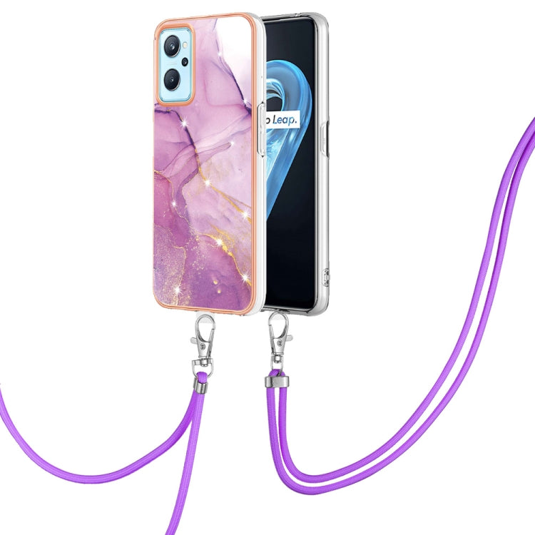 Custodia per cellulare in TPU con motivo in marmo galvanico con cordino, For OPPO Realme 9i / A36 / A96 4G
