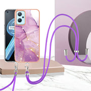 Custodia per cellulare in TPU con motivo in marmo galvanico con cordino, For OPPO Realme 9i / A36 / A96 4G