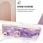 Custodia per cellulare in TPU con motivo in marmo galvanico con anello, For iPhone SE 2022 / SE 2020 / 8 / 7, For Motorola Moto G Stylus 2022, For Nokia G20 / G10, For Nokia G21 / G11
