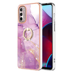 Custodia TPU con motivo marmo e anello per smartphone compatibili
