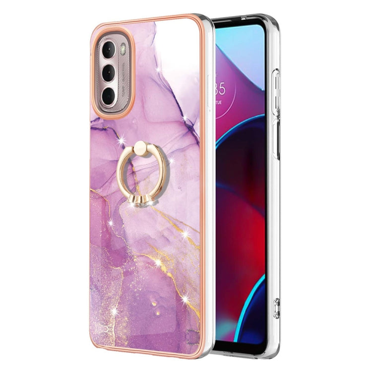 Custodia TPU con motivo marmo e anello per smartphone compatibili