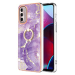 Custodia TPU con motivo marmo e anello per smartphone compatibili