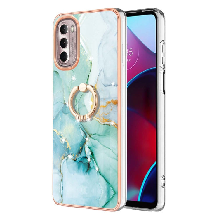 Custodia TPU con motivo marmo e anello per smartphone compatibili