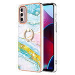 Custodia TPU con motivo marmo e anello per smartphone compatibili