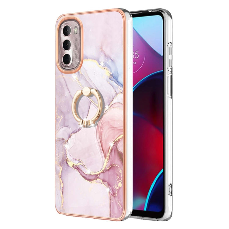 Custodia TPU con motivo marmo e anello per smartphone compatibili