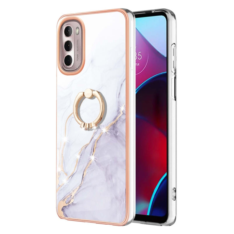 Custodia TPU con motivo marmo e anello per smartphone compatibili