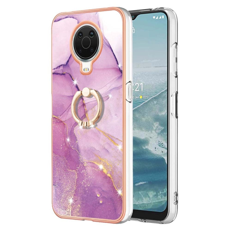 Custodia TPU con motivo marmo e anello per smartphone compatibili