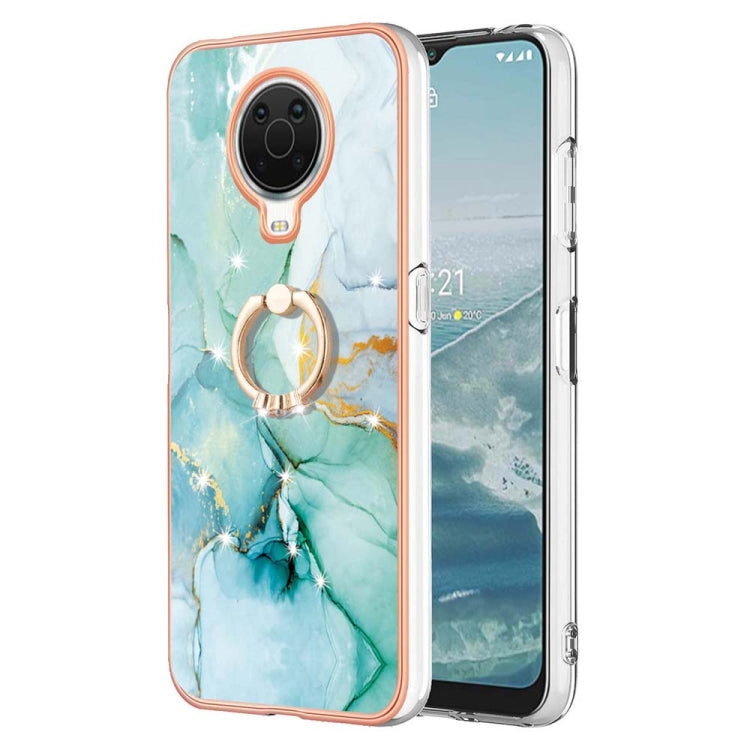 Custodia TPU con motivo marmo e anello per smartphone compatibili