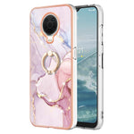 Custodia TPU con motivo marmo e anello per smartphone compatibili